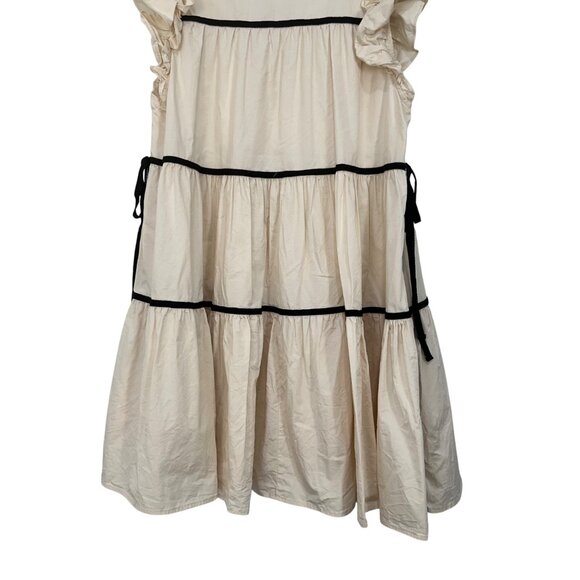 Sofie the label Ruffle Sleeve Tiered Mini Dress With Black Trim/Tie Detail Large - Picture 12 of 12